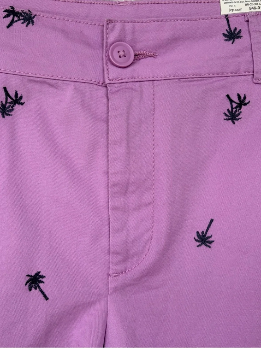 •St. John's Bay• NWT Palm Tree Print Mid-Rise Shorts - Size 12 - Picture 4 of 8